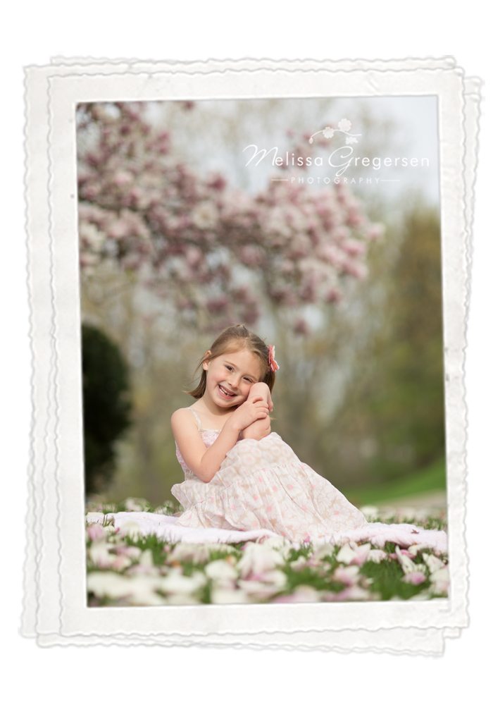 Kalamazoo Michigan Children Photography girl pink spring blossoms nature 