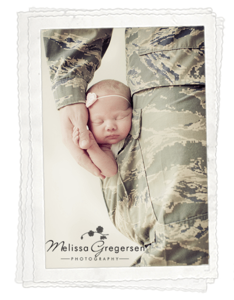 Baby girl and military daddy newborn army camouflage photography