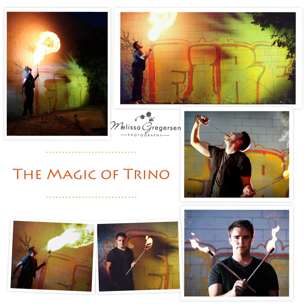 Kalamazoo High School Senior Photographer photographing fire night lights