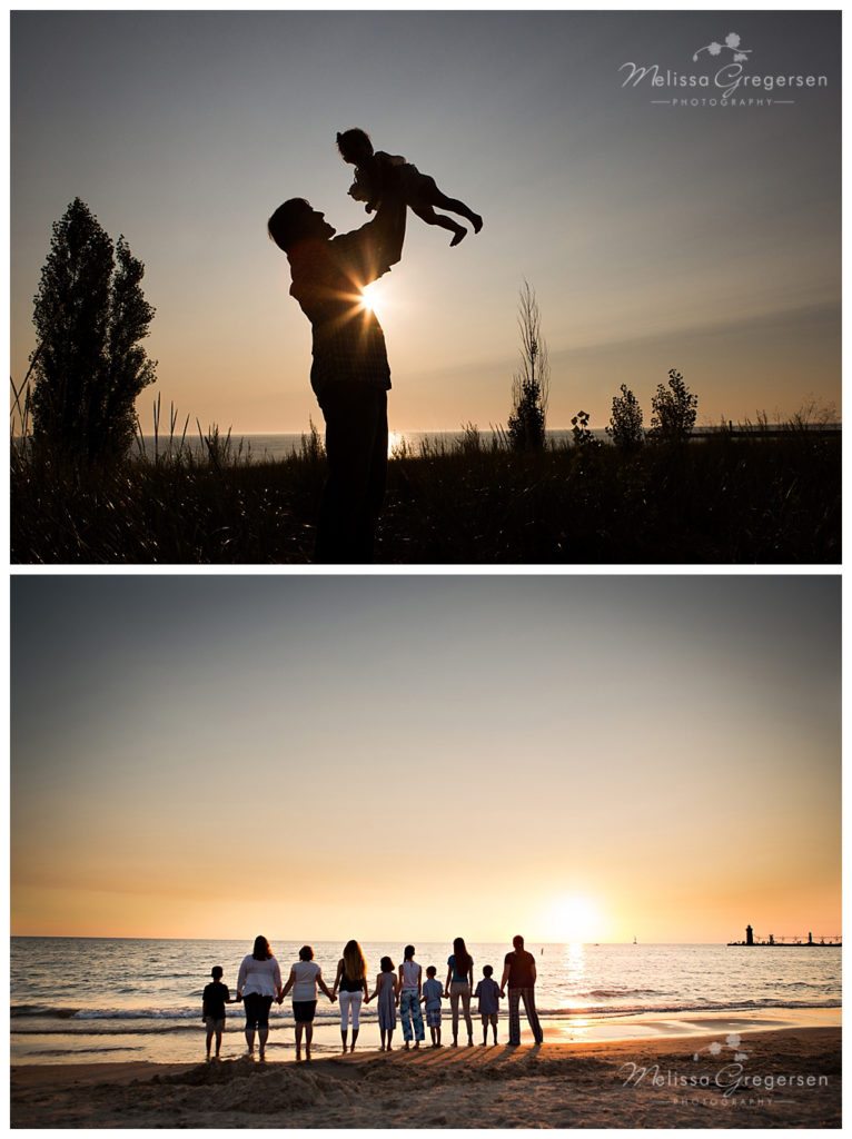 Family Photography at sunset on Lake Michigan in South Haven Michigan