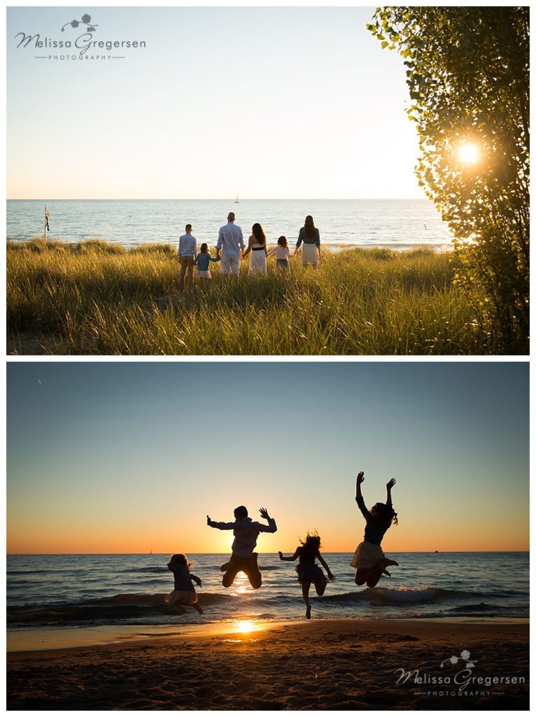 Family photographed at Lake Michigan in South Haven Michigan