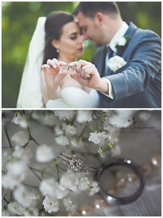 Ring details with the bride and groom