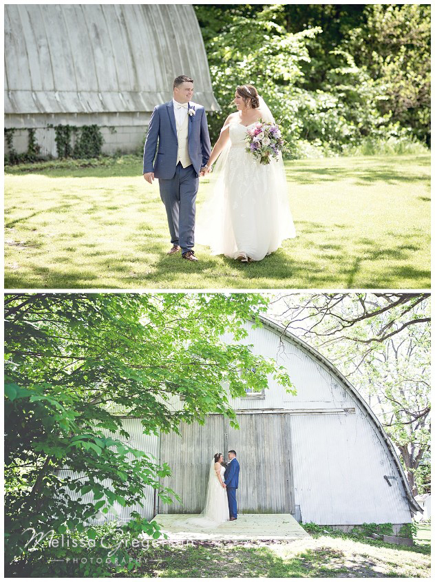 Romantic moments with the rustic backdrop of the vintage rose barn