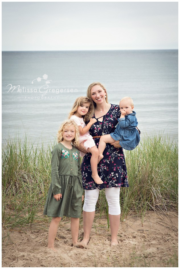Mom and her three beautiful children on South Haven's South Beach
