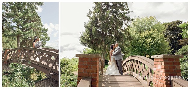 This beautiful wooden bridge found on the property made for the perfect prop for the couple's shot!