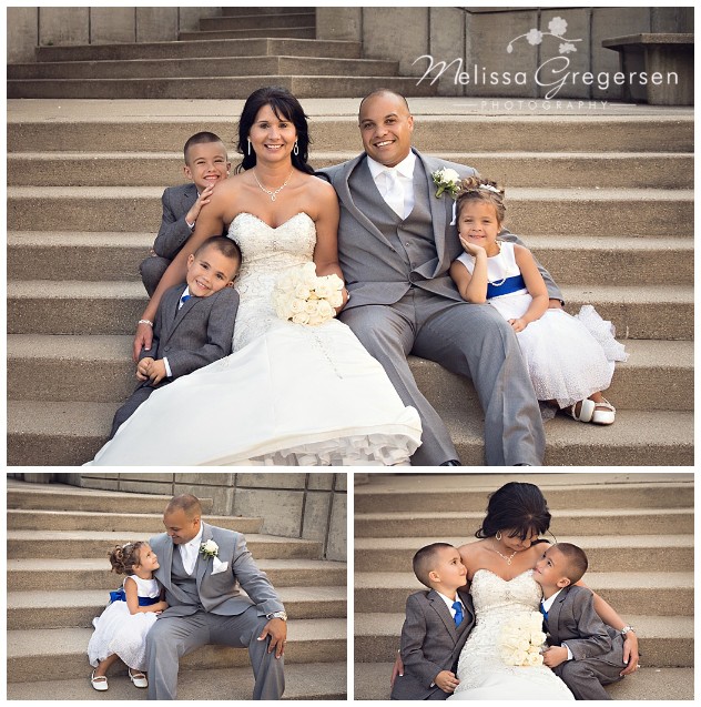 The concrete steps on the property made for perfect first family photos for this group!