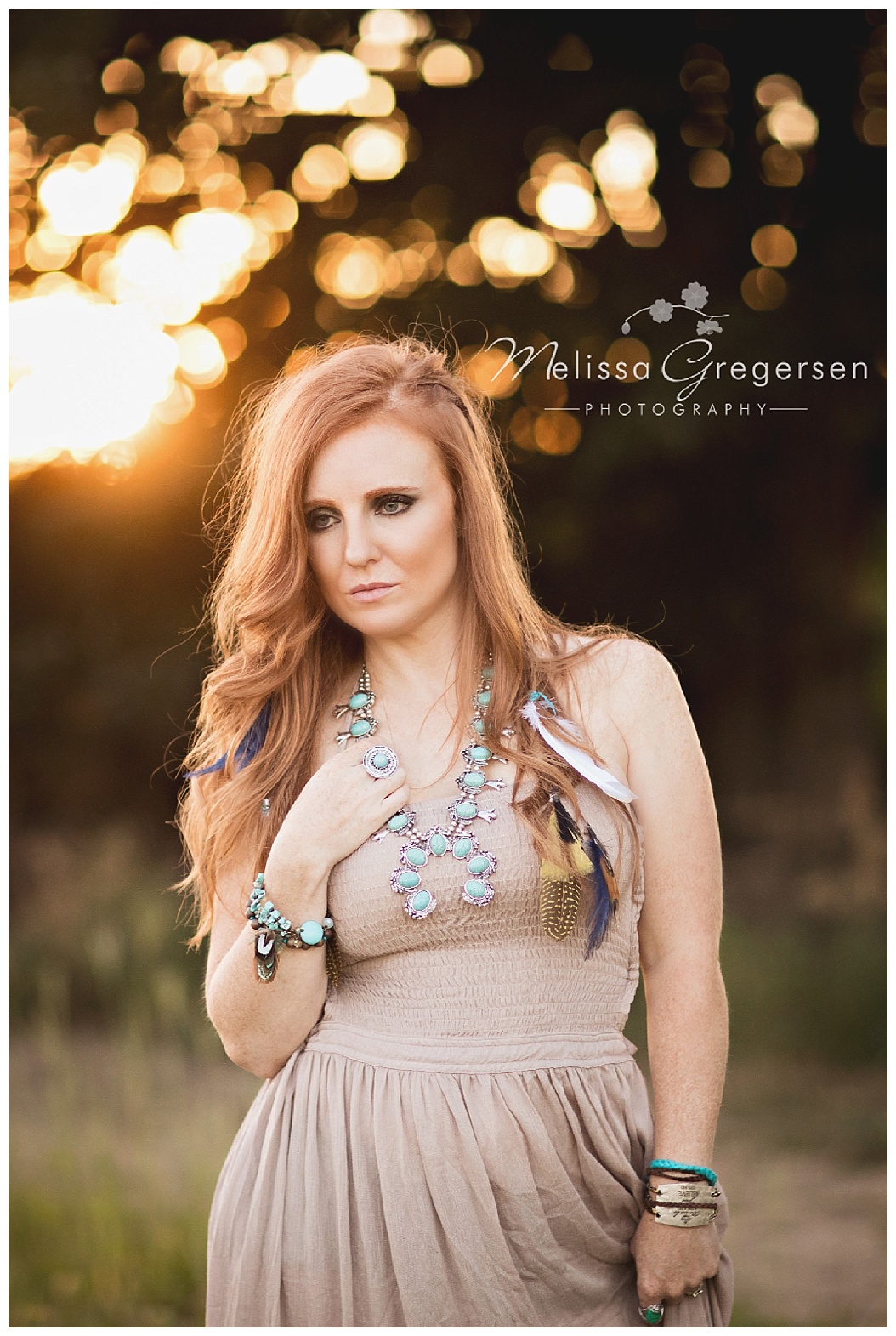 Tan dress and an autumn glow throw the trees really sets off this image!