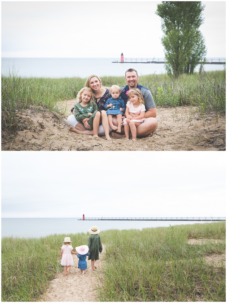 Families photographed on the beach in South Haven Michigan