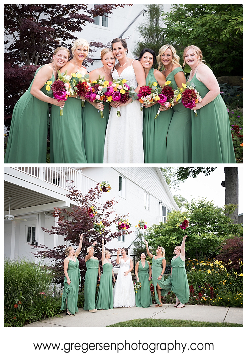 bride and bridesmaids at the boathouse at bay pointe inn